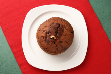 Homemade cashew plum cake,Plum cake made with dried fruit, raisins, cashew nuts, almond etc. Tasty home made cake flavored with cinnamon and spices for sale on Christmas and new year Kerala India.