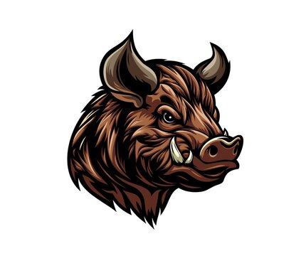 Generative AI, wild angry boar animal mascot