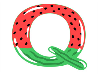 Watermelon Alphabet Letter Q Illustration
