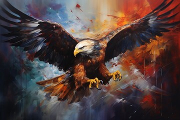 Hawks Soar in The Style of Abstract Expressionism. Creted with Generative AI Technology