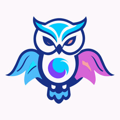 Owl logo, vector cartoon illustration