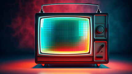 Retro 1980s tv vintage television with a glitches