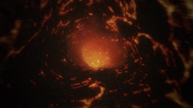 Inside The Hot Ember Lava Hole. Seamless Loop Animation