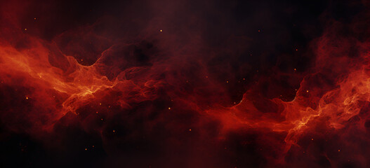 Fototapeta na wymiar Dark fire space, powerful horizontal flame backdrop. Blazing Universe: Cosmic Firestorm, Striking Horizontal Flames in Profound Darkness