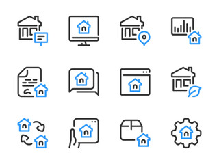 Real Estate and Property vector line icons. Building, House, Apartment and Home ownership outline icon set.