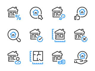 Real Estate and Property vector line icons. Building, House, Apartment and Home ownership outline icon set.