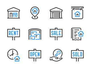 Real Estate and Property vector line icons. Building, House, Apartment and Home ownership outline icon set.