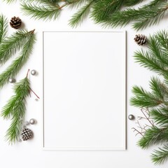Fototapeta na wymiar Generative AI image of new year minimalistic white frame border empty page