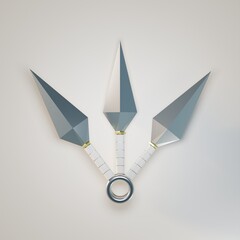 illustration of a kunai ninja on white , 3d rendering
