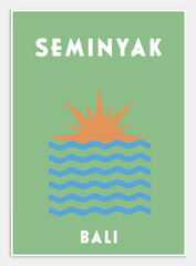Retro Travel Poster Colorful Wall Home Art, Mykonos Print,