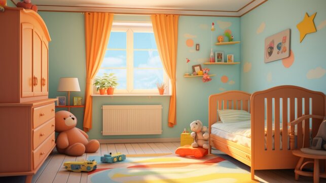 Generative AI image of interior design of a baby's room