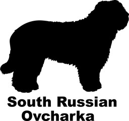 South Russian Ovcharka. Dog silhouette dog breeds logo dog monogram logo dog face vector