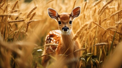 baby deer in a corn field