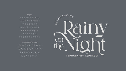 Trendy display typeface bold serif. Modern vintage alphabet collection. Uppercase, lowercase, stylish alternate typography. Vector illustration