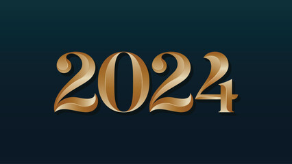 Happy New Year 2024. Gold Numbers for calendar cover purposes. Posters, Banners, Social Media, Greeting or Other Design Assets. Vector illustration