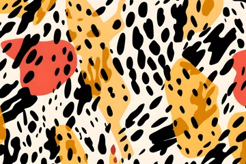 Rolgordijnen Trendy leopard Pattern Horizontal Background. Vector Hand drawn wild animal cheetah skin, leo face natural texture for fashion print design, banner, cover, wallpaper. generative ai. © mfz