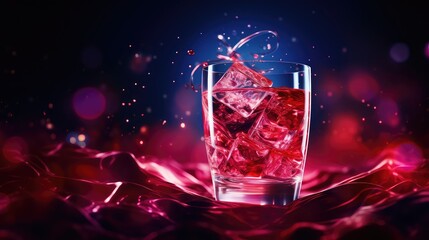 glass red cocktail drink cosmic illustration party fruit, design birthday, label restaurant glass red cocktail drink cosmic
