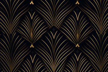 Vector art deco luxury leaf line pattern isolated on white background. generative ai. - Powered by Adobe