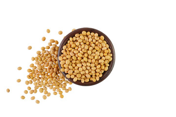Soybeans in Wooden Bowl Isolated Transparent