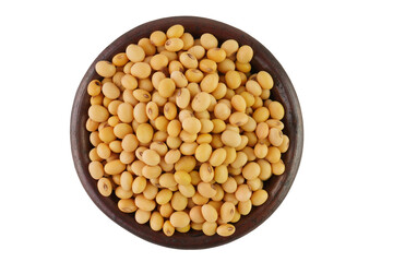 Soybeans in Wooden Bowl Isolated Transparent