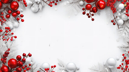 Christmas frame with decorative elements, white background. Generative ai