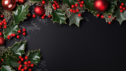 Christmas frame, black background. Generative ai