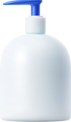 Detergent and clean product plastic bottle mockup. Isolated 3d vector white container with blue pump. Packaging for cream, soap or liquid products, showcasing its realistic design and functionality