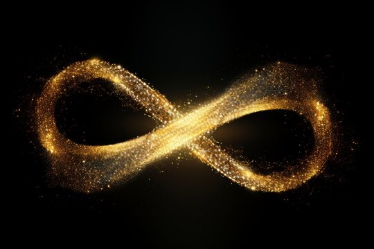 Golden micro particles arranged in the shape of infinite symbol 8