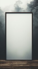 Empty frame in the tranquil foggy forest.