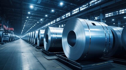 Galvanized steel sheet rolls stored in the factory or warehouse