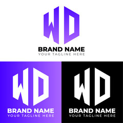 W D Double Letters Polygon Logo, Two letters W D logo design, Minimalist creative vector logo design template