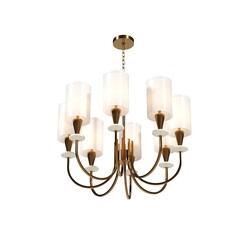 chandelier on the ceiling isolated on white background, hanging lamp, pendant light, 3D illustration, cg render