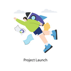 Obraz premium Project Launch vector Flat Design illustration. Symbol on White background EPS 10 File