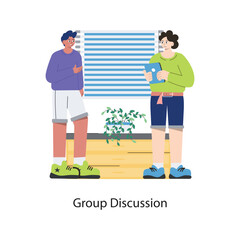 Group Discussion vector Flat Design illustration. Symbol on White background EPS 10 File