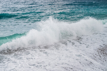big waves hitting the Konyaalti coast on a stormy day