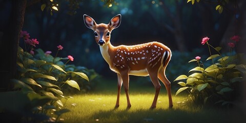 Cute baby deer in the jungle, Cute baby animals, Cute animals, AI-generated images
