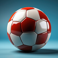 Fototapeta premium Red Soccer Ball with Sky Blue Background Design