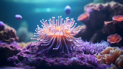 Fototapeta na wymiar Beautiful Underwater Anemone. generative ai.
