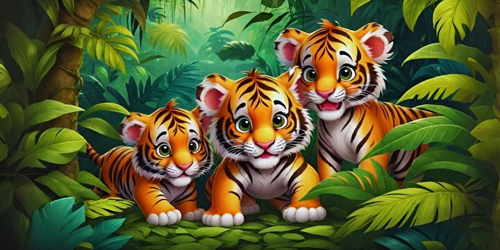 Cute baby tiger siblings, Cute animals, Cute baby animals, AI generative images