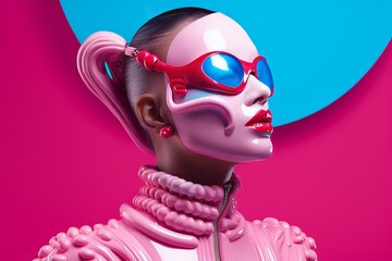 Cyber Candy Muse: High Fashion Model with Glossy Futuristic Aesthetics