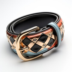 Fototapeta premium Platinum and Rose Gold Metallic Belt on Jet Black