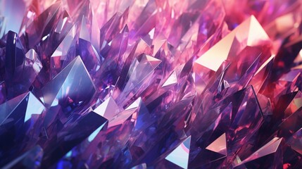 Generate a 4K, high-detailed, full ultra HD, high-resolution 8K background featuring a geometric pattern inspired by the patterns of light refracting through a crystal.