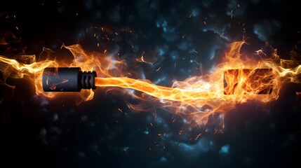 conceptual energy electric spark between two cables. generative ai.