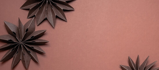 Merry Christmas. Hand made Christmas stars, Christmas background, holiday card. DIY Christmas flat lay. Christmas zero waste, paper, eco postcard.New year,new year poster eco friendly diy,xmas banner