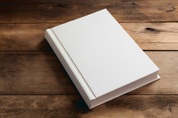 Fototapeta premium hardcover books with blank cover isolated on a wooden table