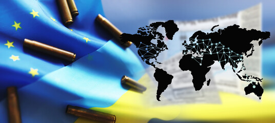 The concept of European Union support for Ukraine in a military conflict. Solidarity. Politics....