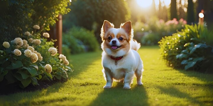 Cute baby dog in the garden, Animal wallpapers, AI generated images, Generative AI