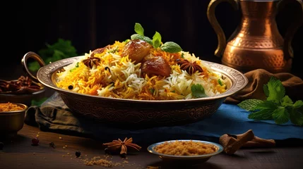 Fotobehang cuisine plate indian food royal illustration spices curry, tikka masala, samosa tandoori cuisine plate indian food royal © vectorwin