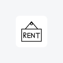 Forrent, sign, rental, property, lease, apartment, home, landlord line Icon, Outline icon, vector icon, pixel perfect icon