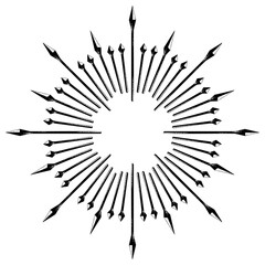 Fototapeta premium グランジのある槍のようなモチーフを放射状に並べたベクターイラストフレーム